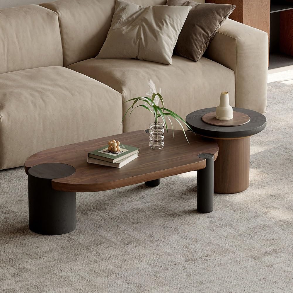 Modern Wooden Nesting Coffee Table Set for Living Room & Office