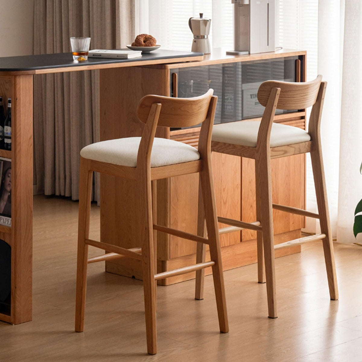 Solid Wood Counter Height Bar Stool for Kitchen and Home Bar