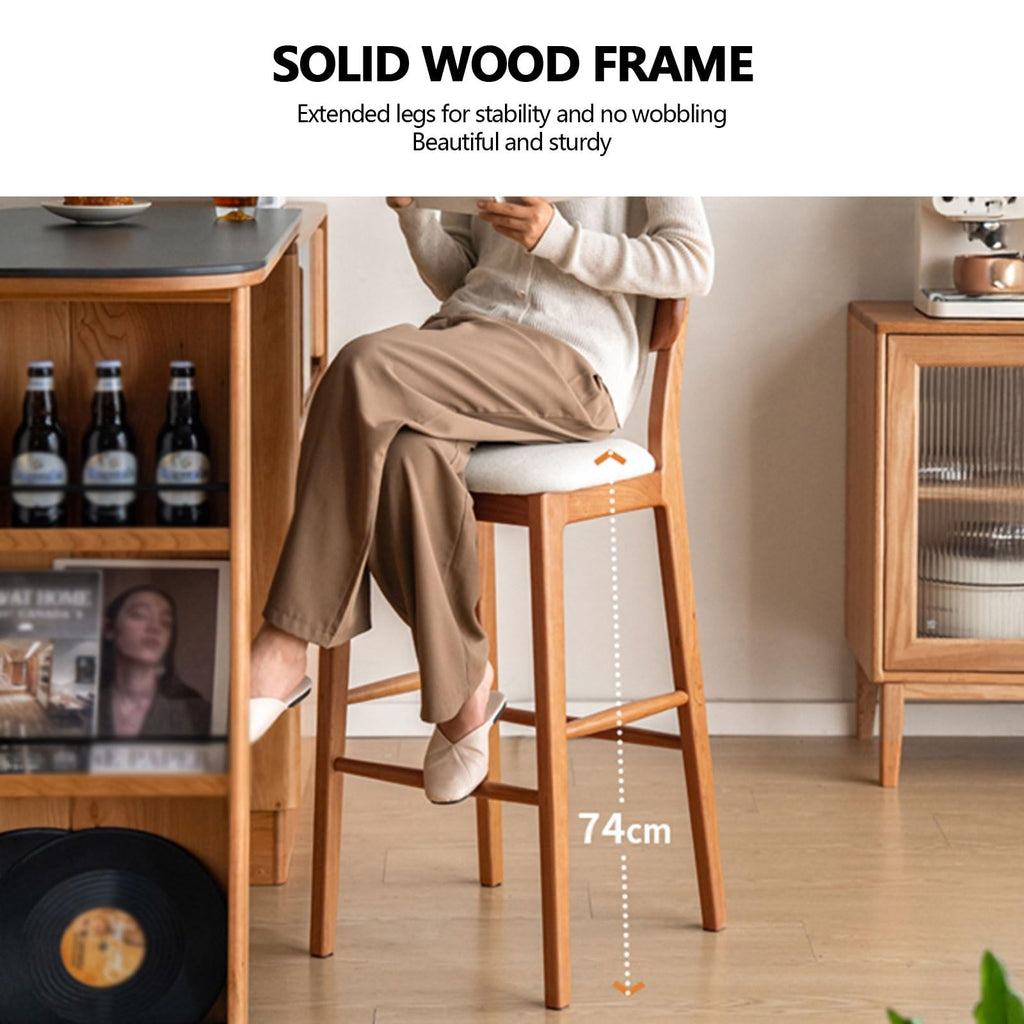 Solid Wood Counter Height Bar Stool for Kitchen and Home Bar
