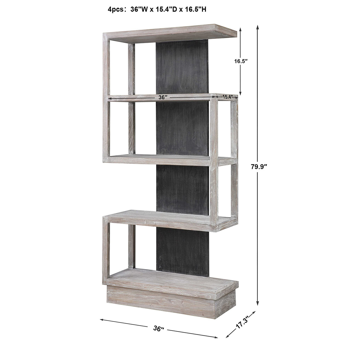 Modern S Shape Open Bookshelf for Living Room Display