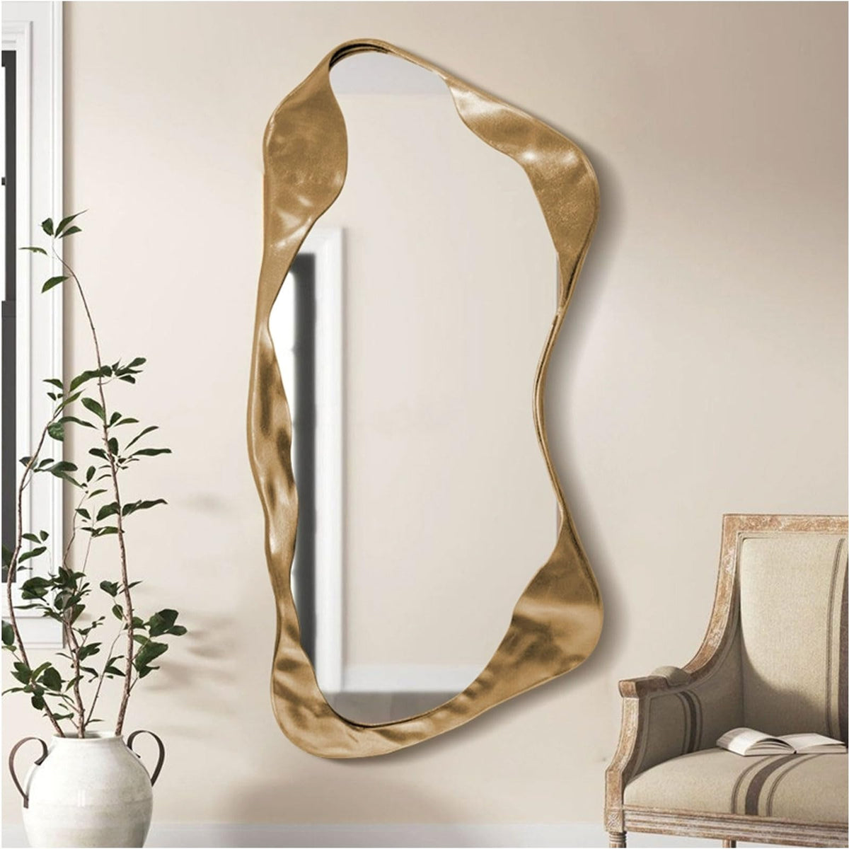 Large Irregular Metal Frame Mirror 120x200cm for Bedroom and Living Room