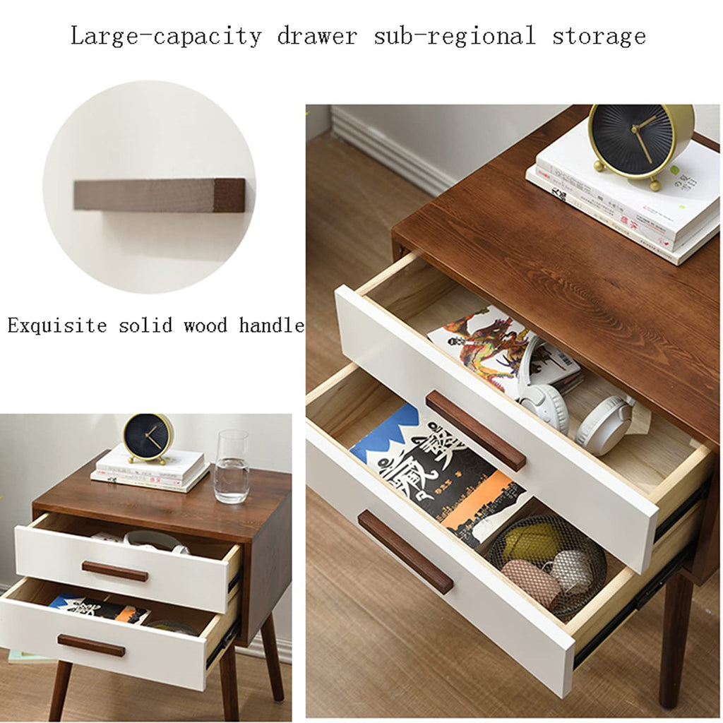 Modern Wooden Nightstand with 2 Drawers for Bedroom