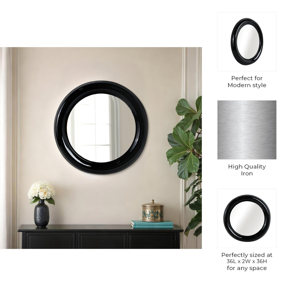 36" Round Metal Frame Wall Mirror for Living Room and Bedroom