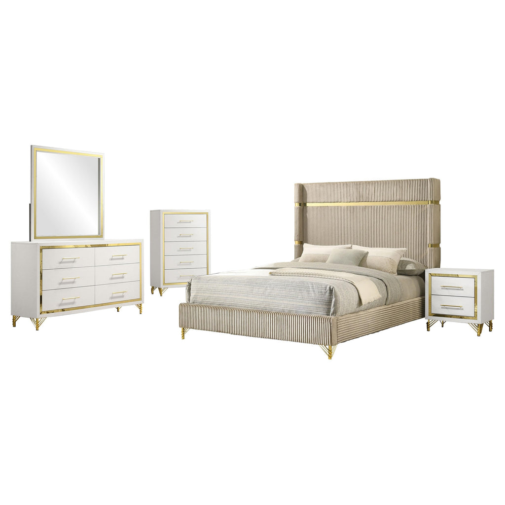 White Upholstered Bed Frame for Bedroom Furniture