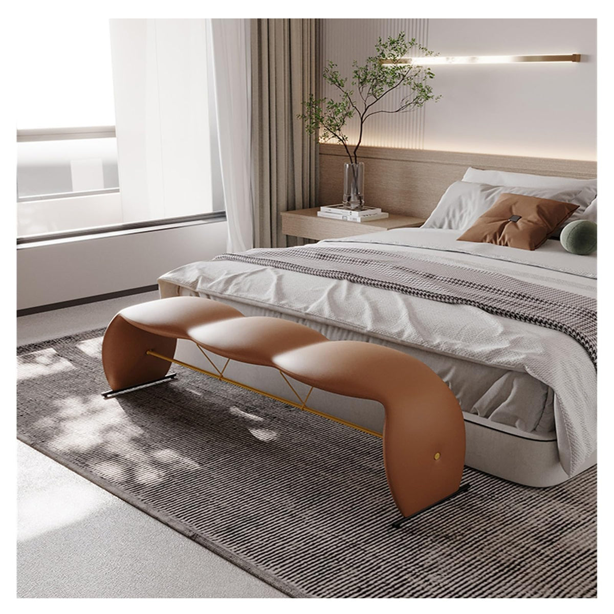 Black Leather Storage Ottoman Bench for Bedroom & Living Room