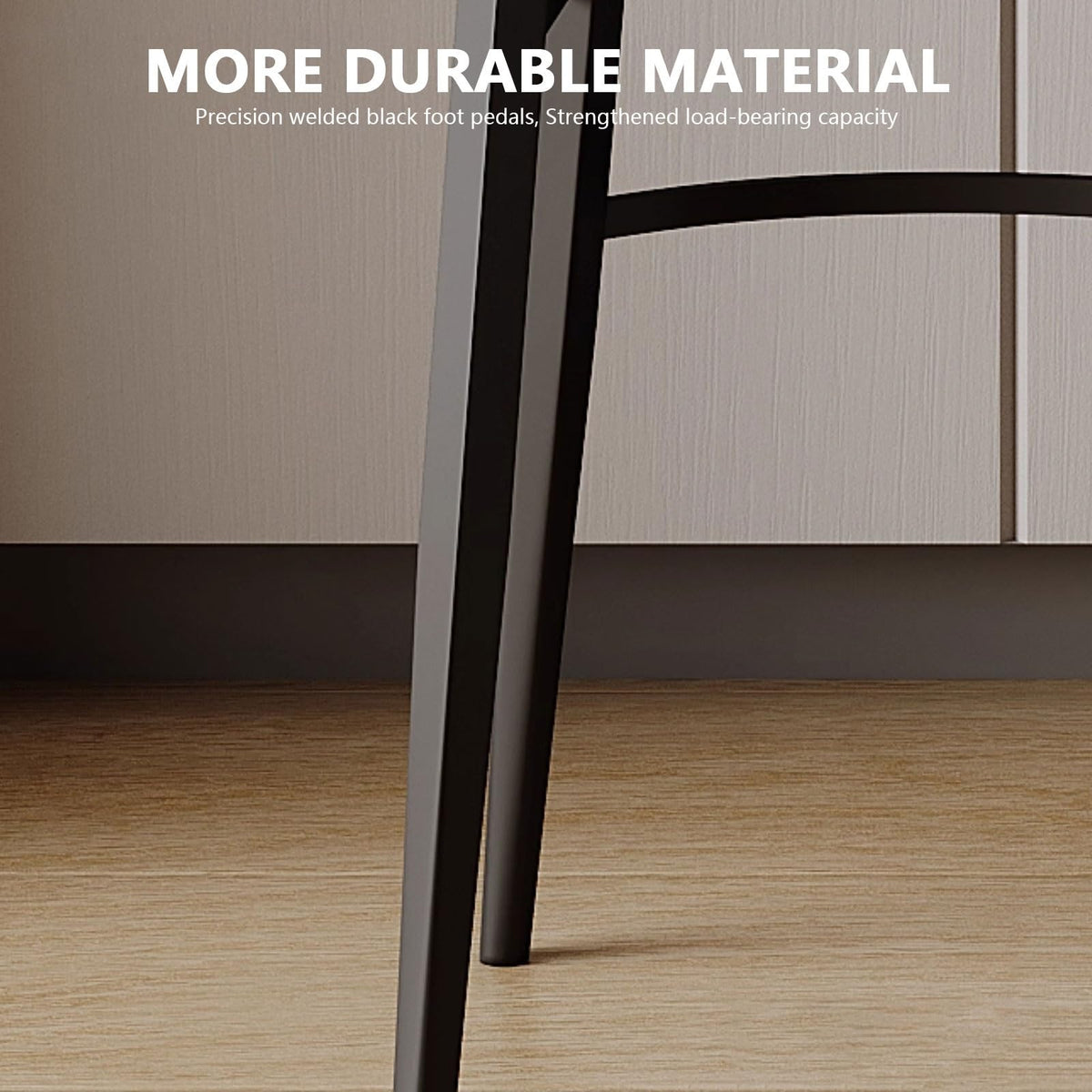 PU Leather Bar Stool with Low Back and Metal Legs for Kitchen Counter