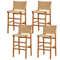 Modern Bar Stool with Wood Footrest for Kitchen Counter and Dining Room