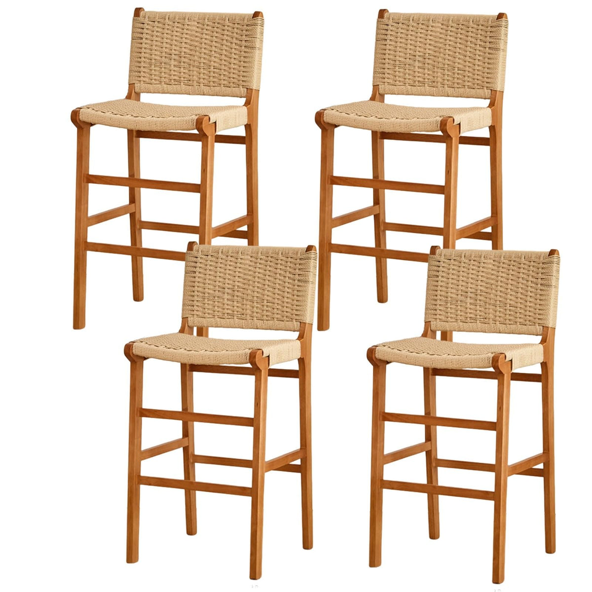 Modern Bar Stool with Wood Footrest for Kitchen Counter and Dining Room