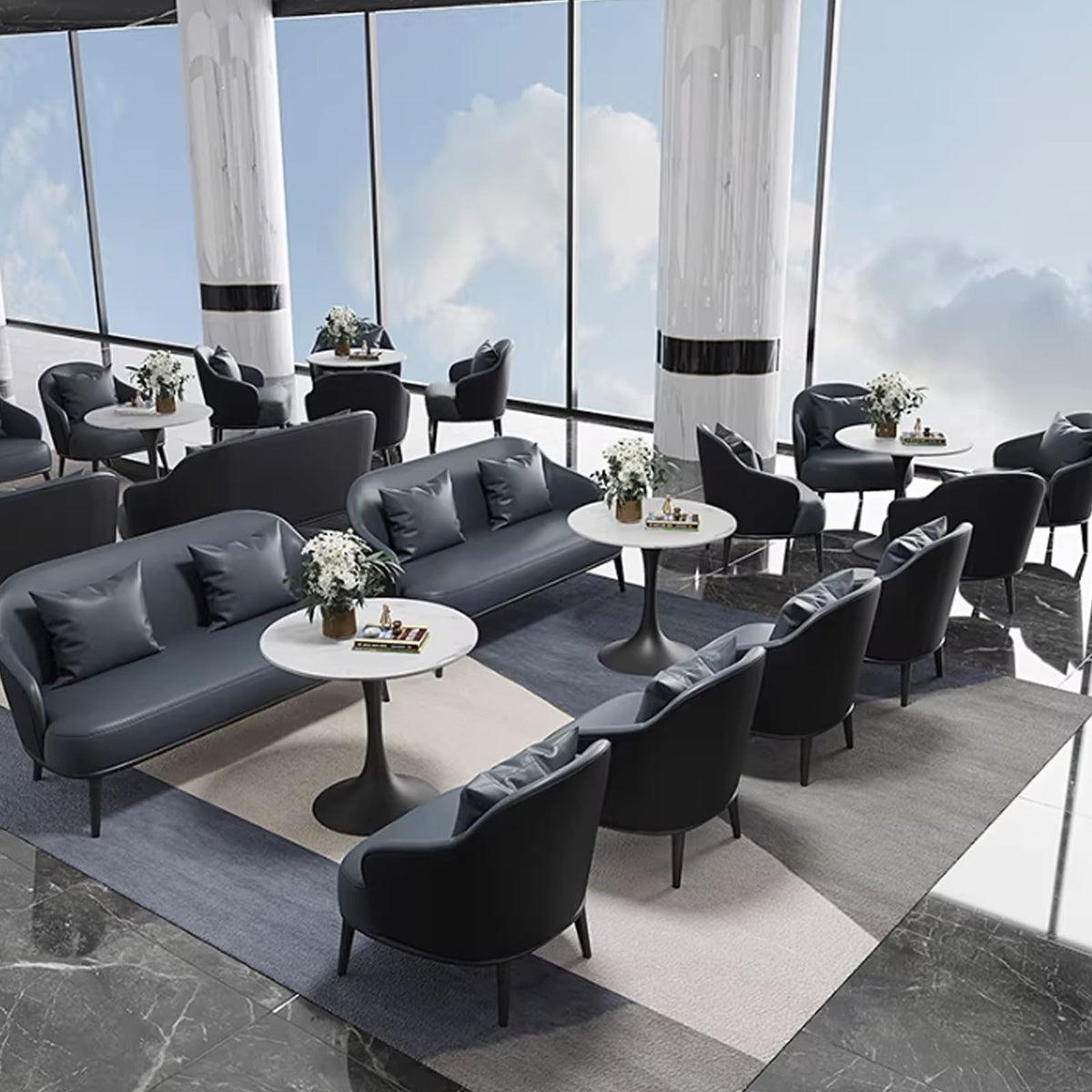 Double Seater Leather Lounge Sofa Chair