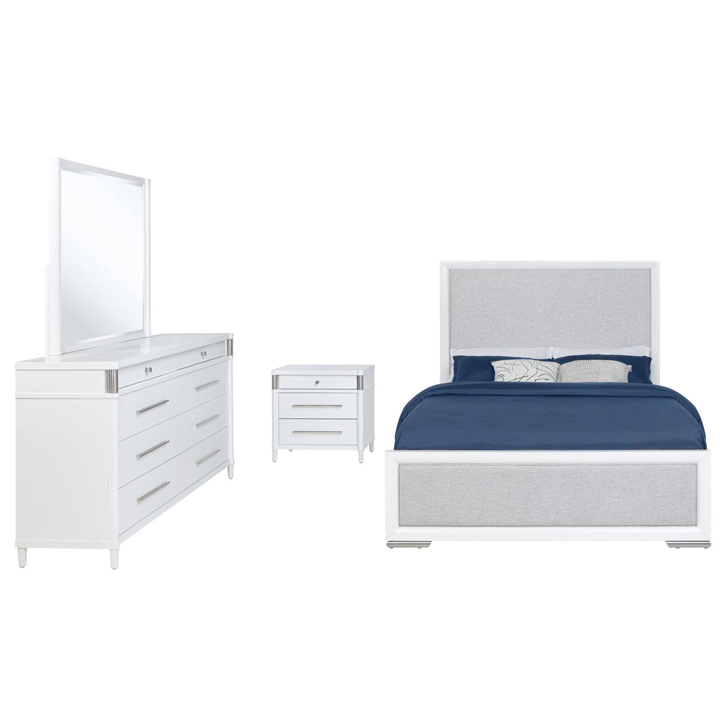 White Upholstered Bed Frame for Bedroom Furniture