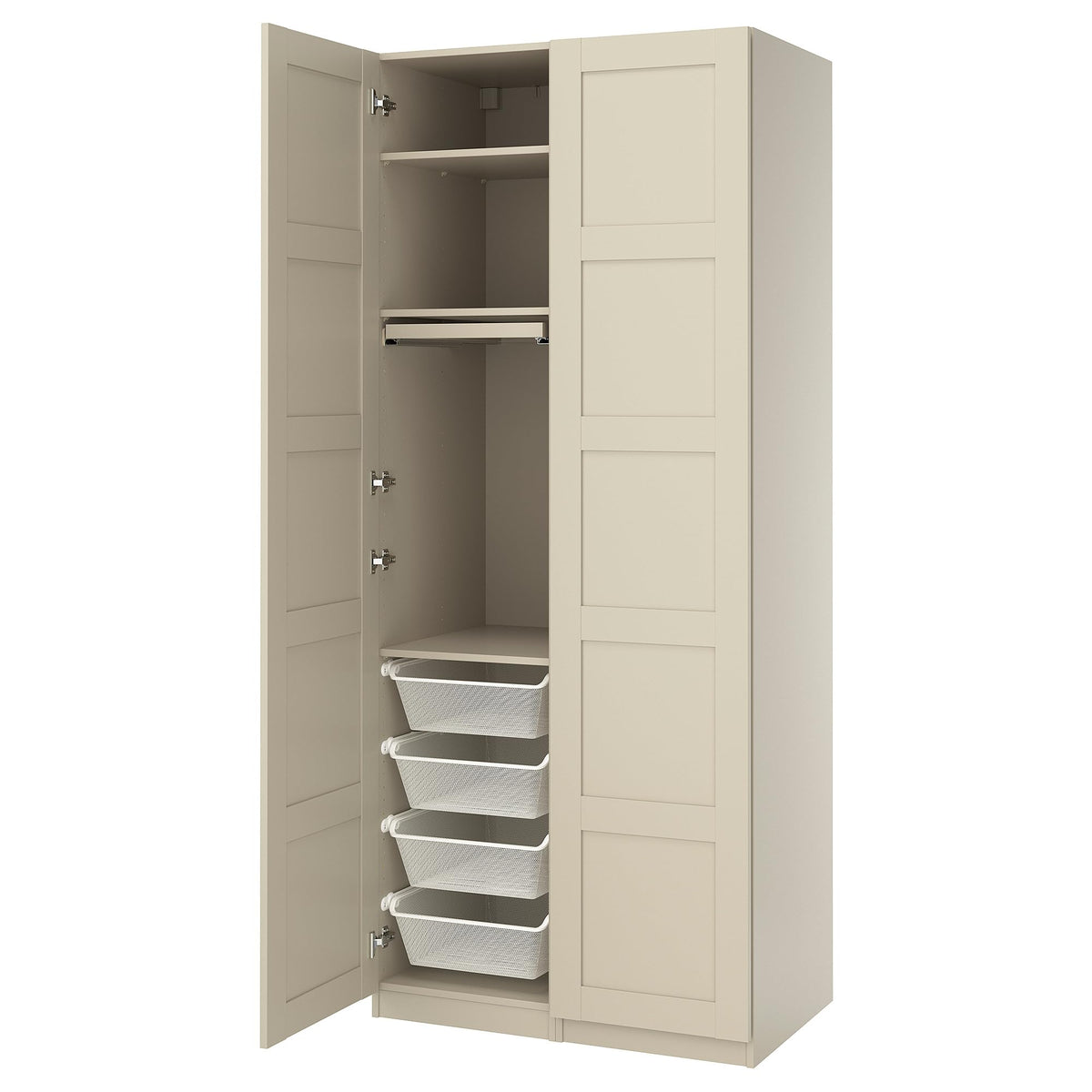 Grey Beige Wardrobe Combination with Storage 100x60x236cm