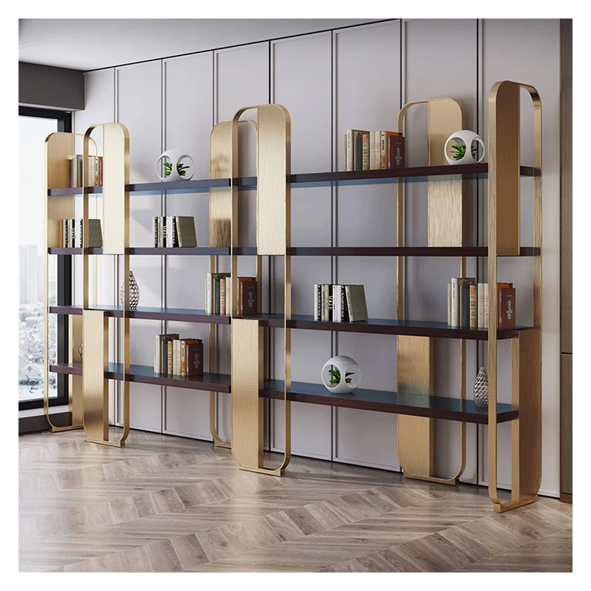 Modern Multi-Layer Bookshelf with Storage for Living Room Display