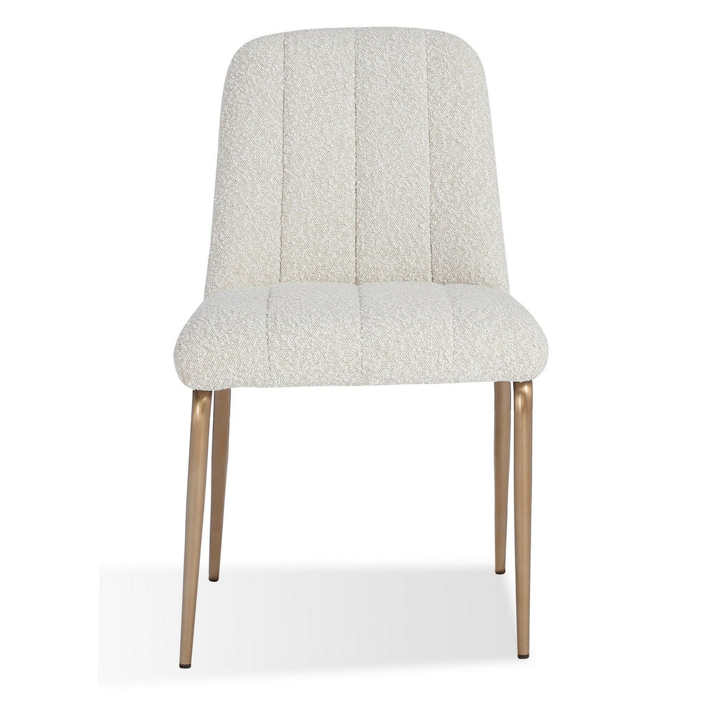 19 Inch Dining Chairs, Soft Upholstery, Set of 2, White, Bronze