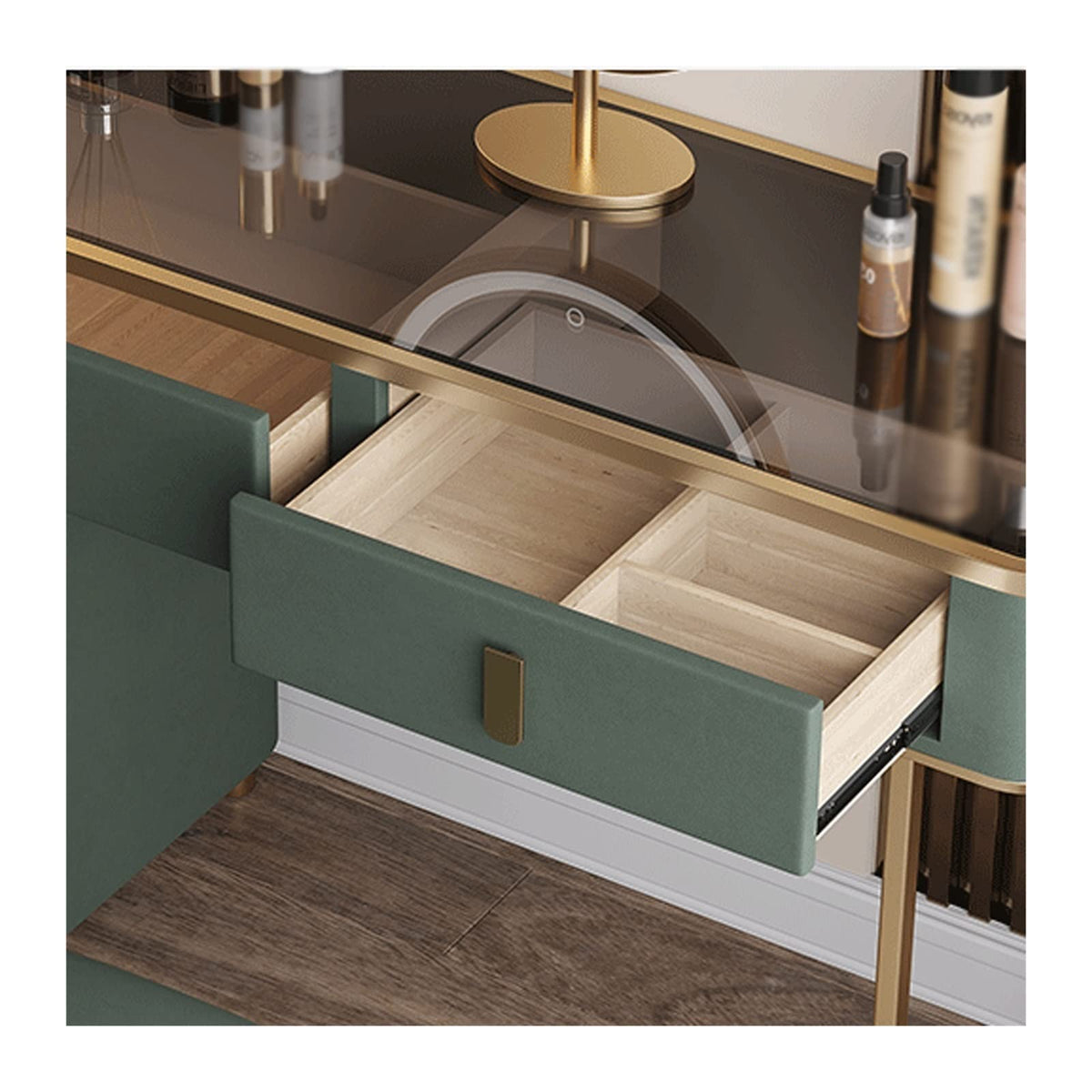 Modern Wooden Vanity Dresser with LED Mirror and Drawers for Bedroom