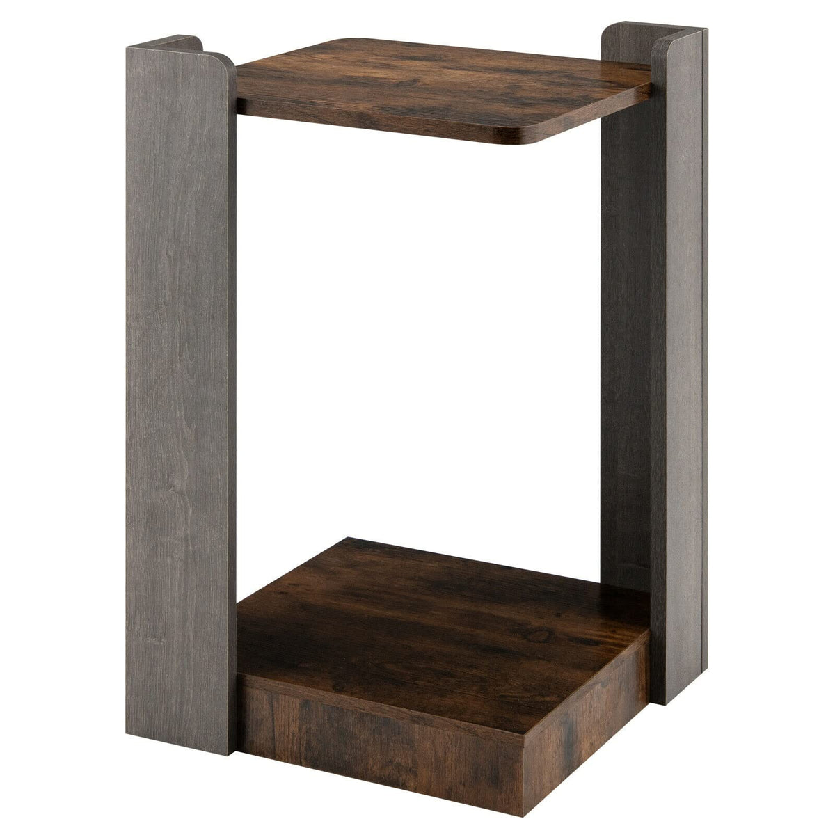 2 Tier Sofa Side Table with Storage Shelf for Small Spaces
