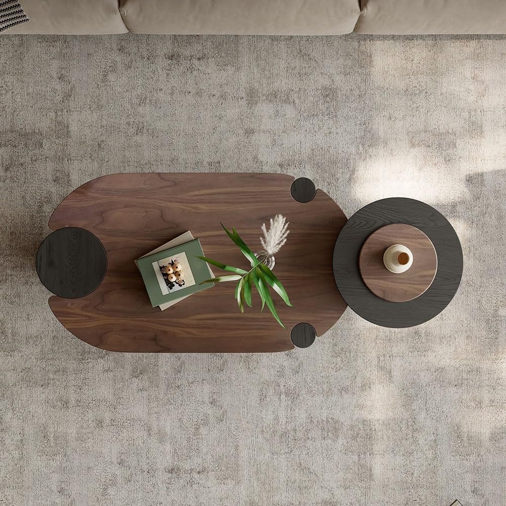 Modern Wooden Nesting Coffee Table Set for Living Room & Office