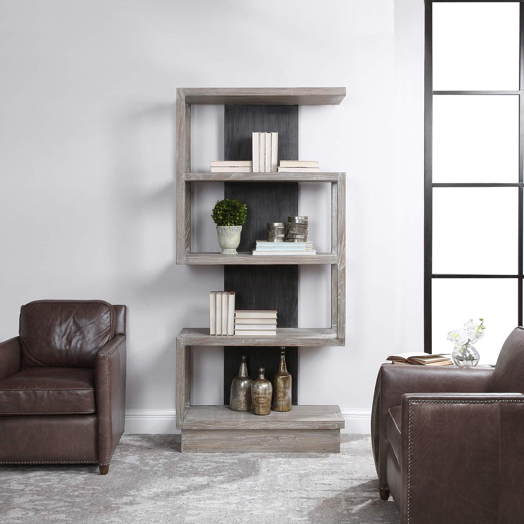 Modern S Shape Open Bookshelf for Living Room Display