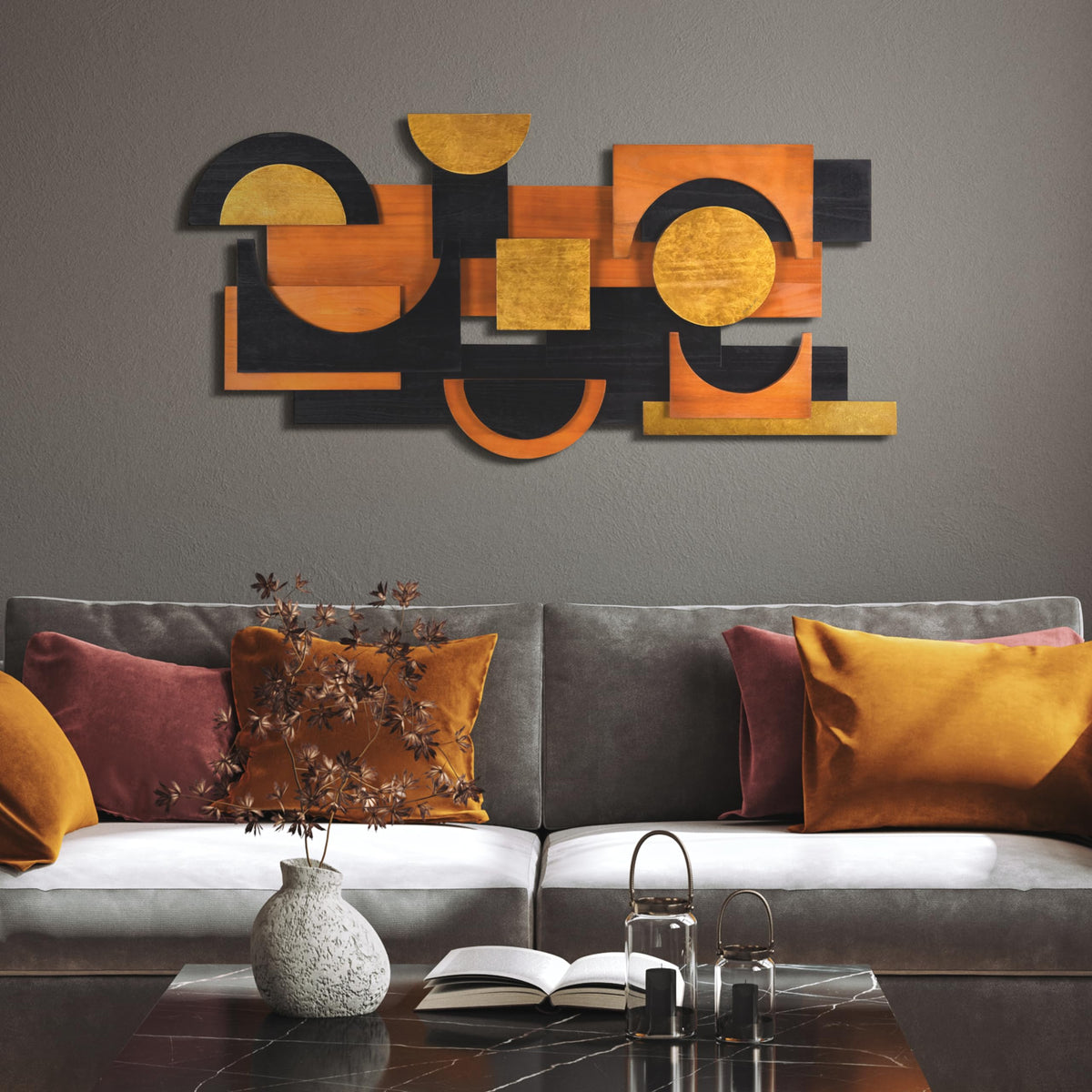 Handmade Solid Wood Abstract Wall Art for Living