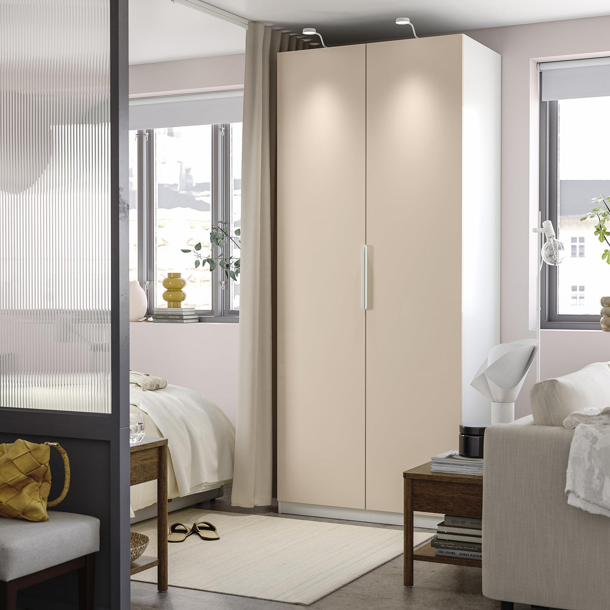 White High Gloss Wardrobe with Storage Combination 100x60x236cm