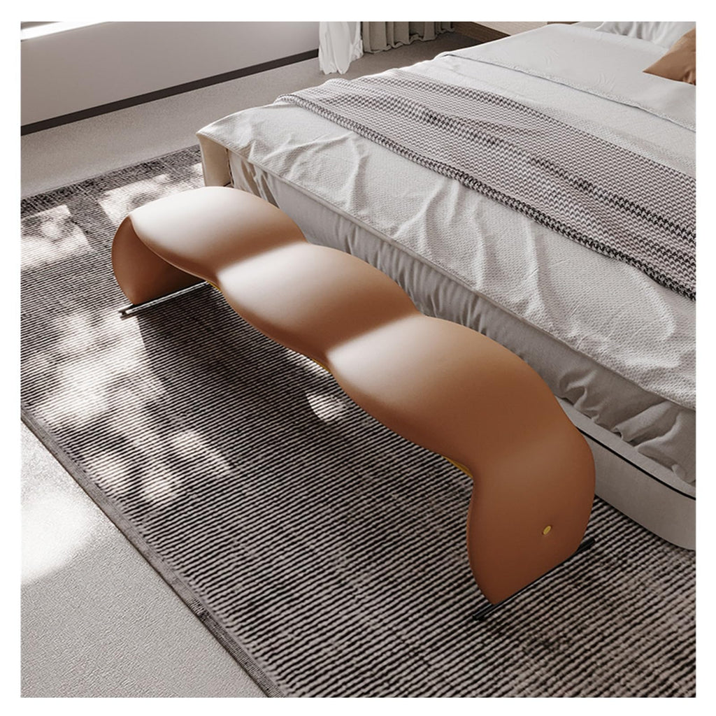 Black Leather Storage Ottoman Bench for Bedroom & Living Room