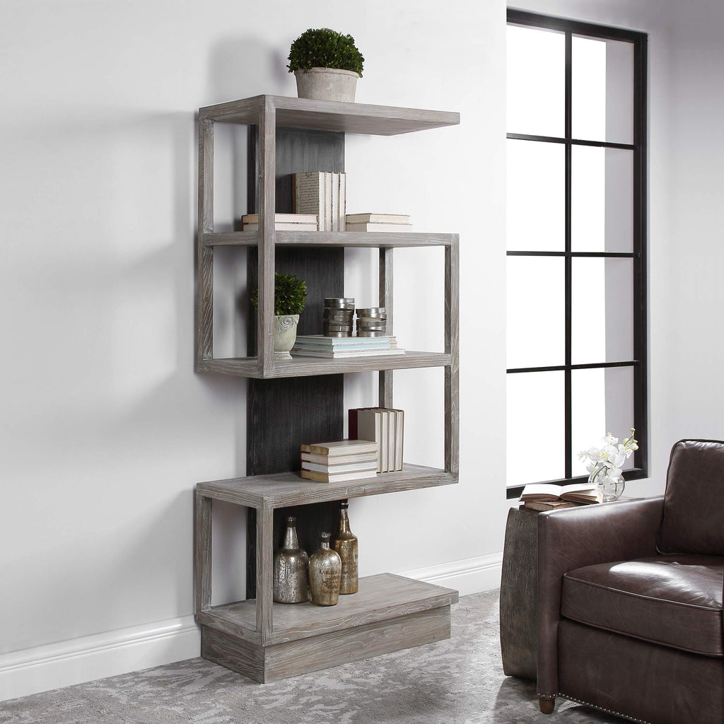Modern S Shape Open Bookshelf for Living Room Display