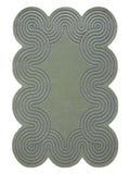 Sage Green Hand Tufted Wave Pattern Rug for Living Room