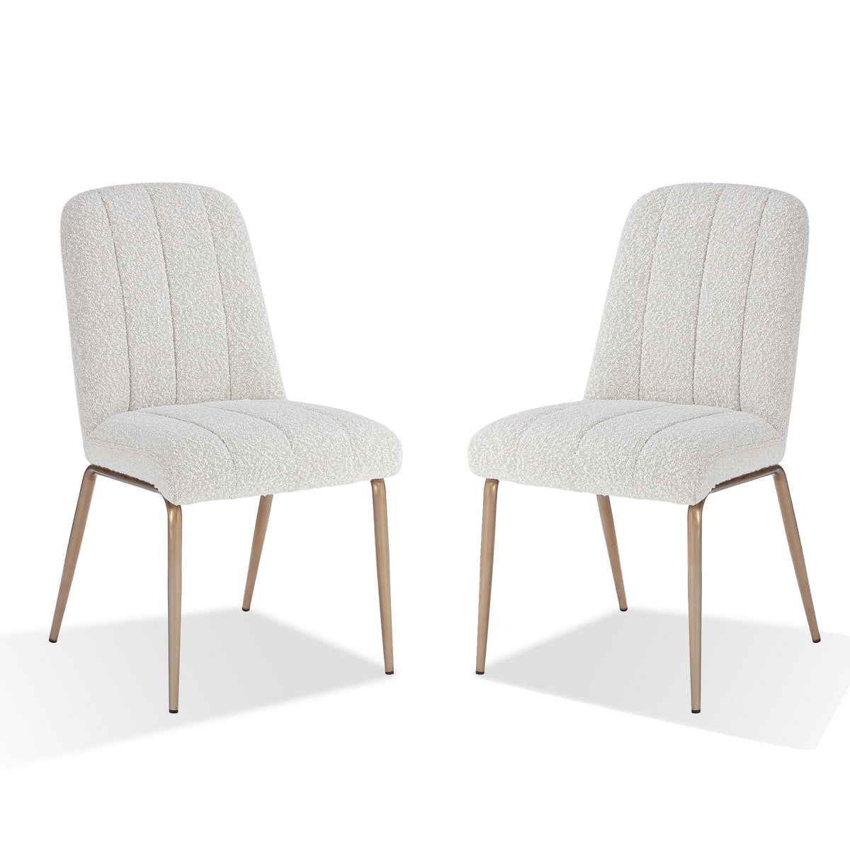 19 Inch Dining Chairs, Soft Upholstery, Set of 2, White, Bronze
