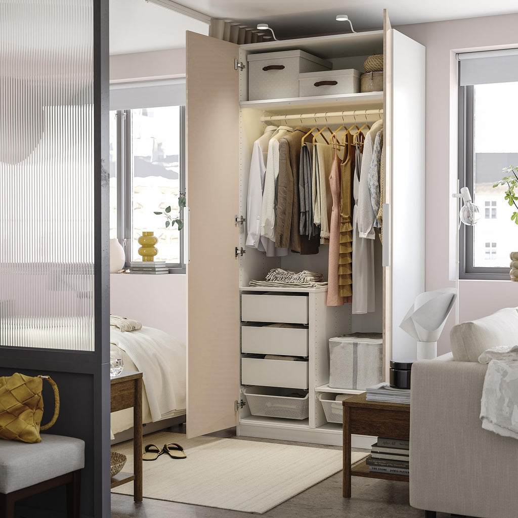 White High Gloss Wardrobe with Storage Combination 100x60x236cm