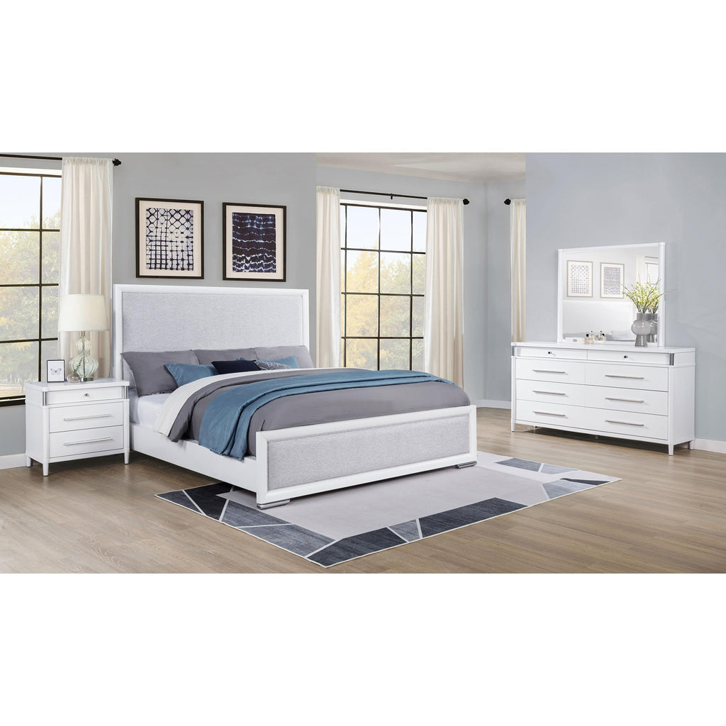White Upholstered Bed Frame for Bedroom Furniture