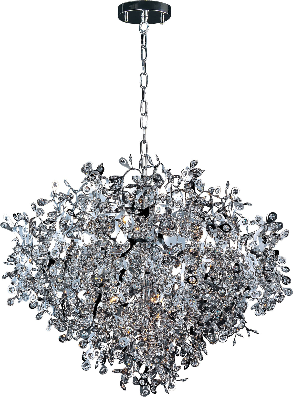 13-Light Glass Pendant Light with Chrome Finish for Kitchen and Dining Area