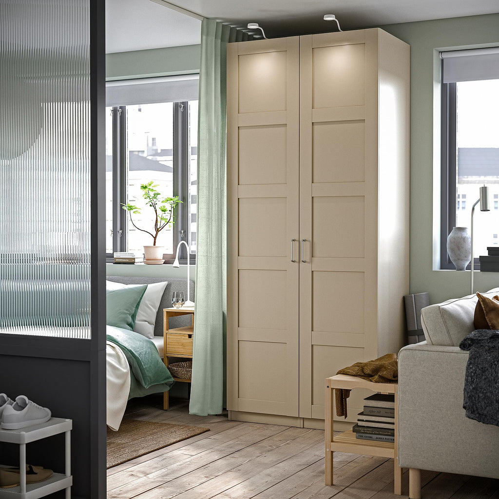 Grey Beige Wardrobe Combination with Storage 100x60x236cm