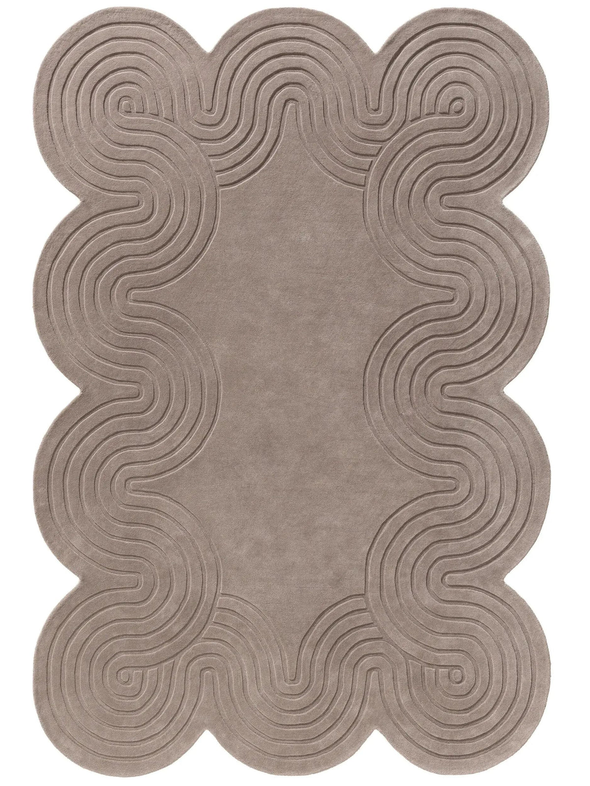 Sage Green Hand Tufted Wave Pattern Rug for Living Room