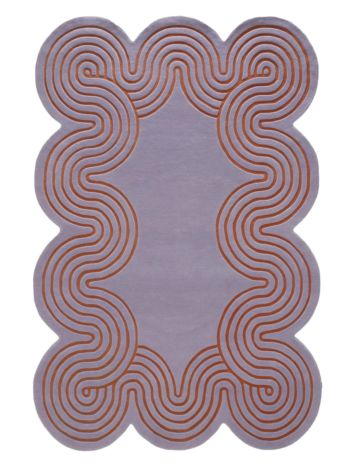 Sage Green Hand Tufted Wave Pattern Rug for Living Room