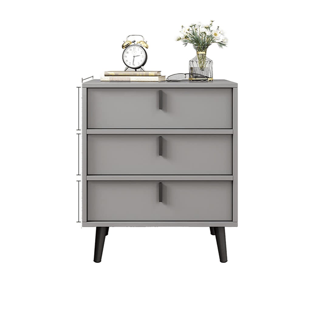 Modern Wooden Bedside Table with 3 Drawers for Bedroom