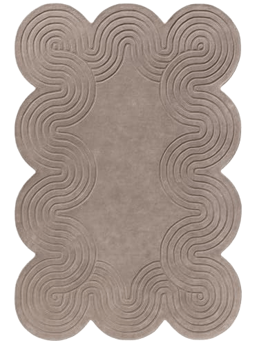 Sage Green Hand Tufted Wave Pattern Rug for Living Room